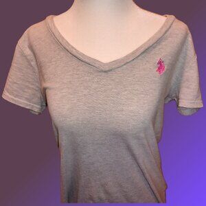 Women's U.S. Polo Gray V-neck Pajama Shirt Size M